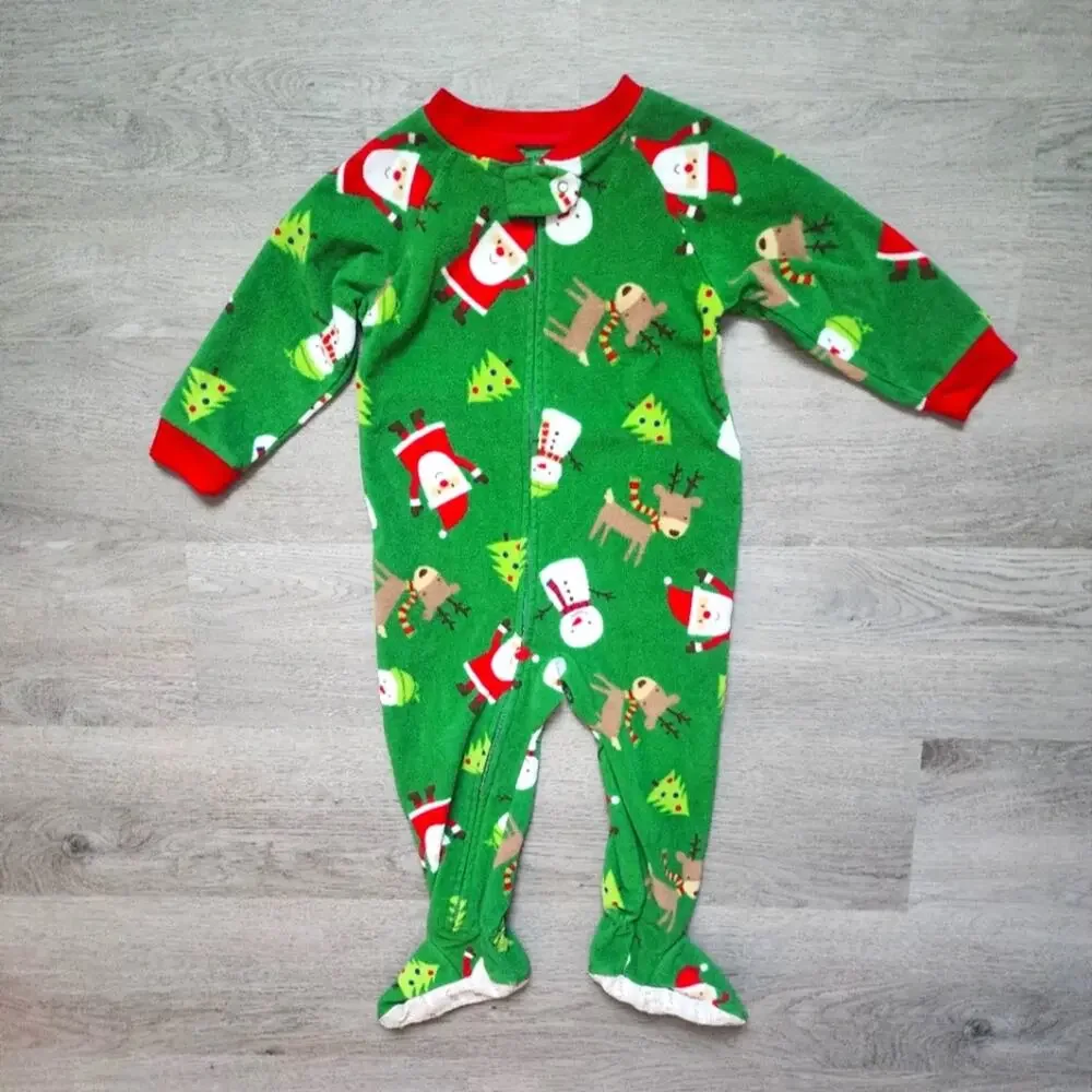 Carter's Infant Sleepwear Christmas Full Zip Fleece Footed Pajamas 18 Months 18M